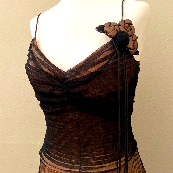 Betsy Johnson Evening Gown - Black mesh with adjustable straps. Stunning! - Picture 2 of 10